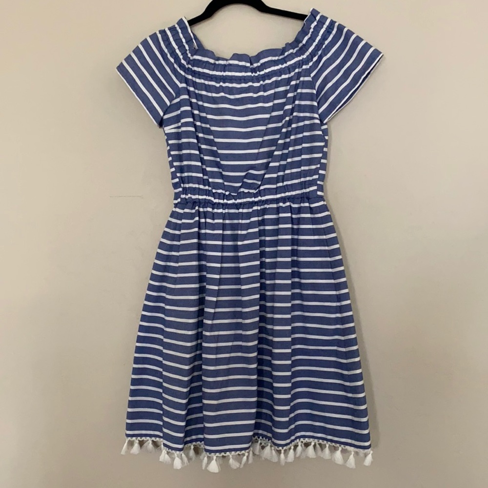 Eliza J. Off the Shoulder Striped Dress with Pockets